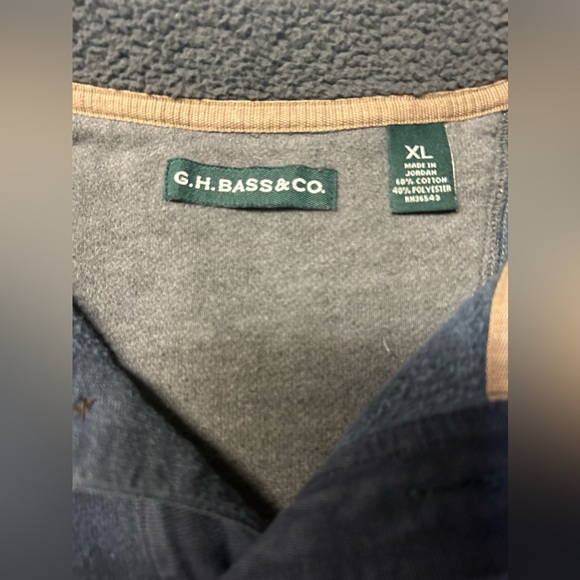 G.H. BASS CO Men's Navy Blue‎ Fleece Lined Button Sherpa Collar Sweatshirt SZ XL - Picture 10 of 16